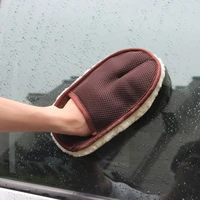 jetting car window cleaning cloth wool glove wash cleaning supplies for car accessories microfiber car wash beige color