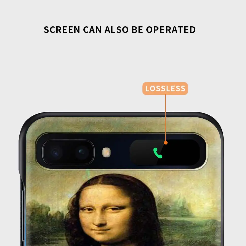 

Black Cover for Samsung Galaxy Z Flip Case Galaxy Z Flip 5G Hard Back Phone Coque Capa Fundas Mona_Lisa