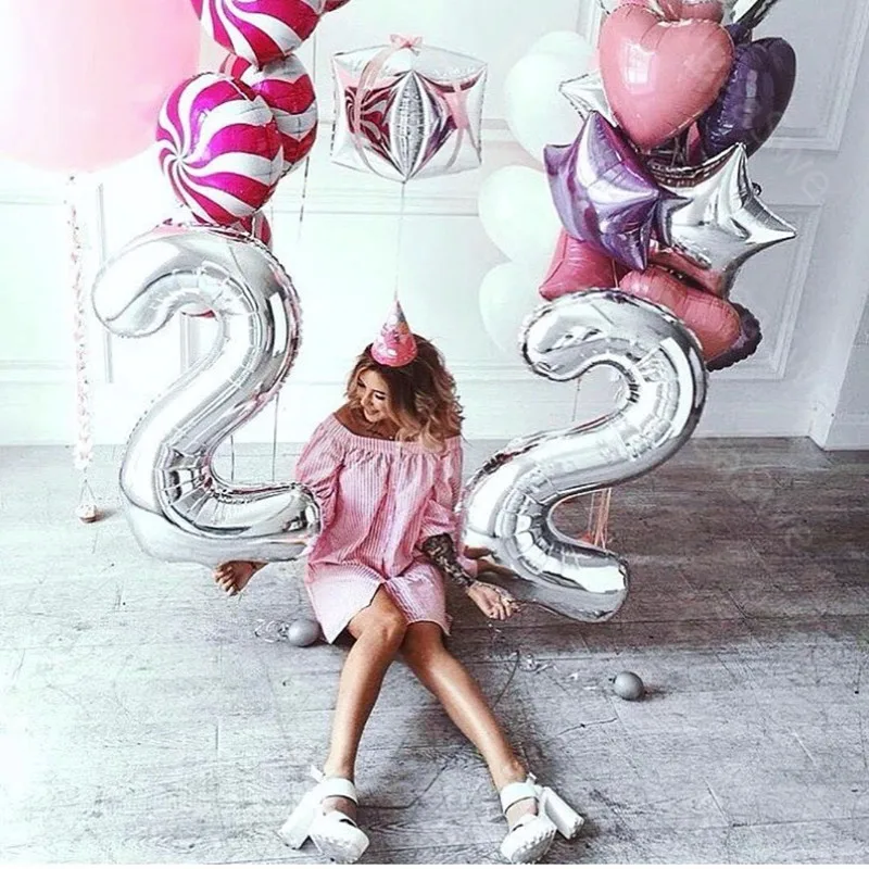 32/40 дюймов розовые золотые серебряные фотообои с большими цифрами/воздушные