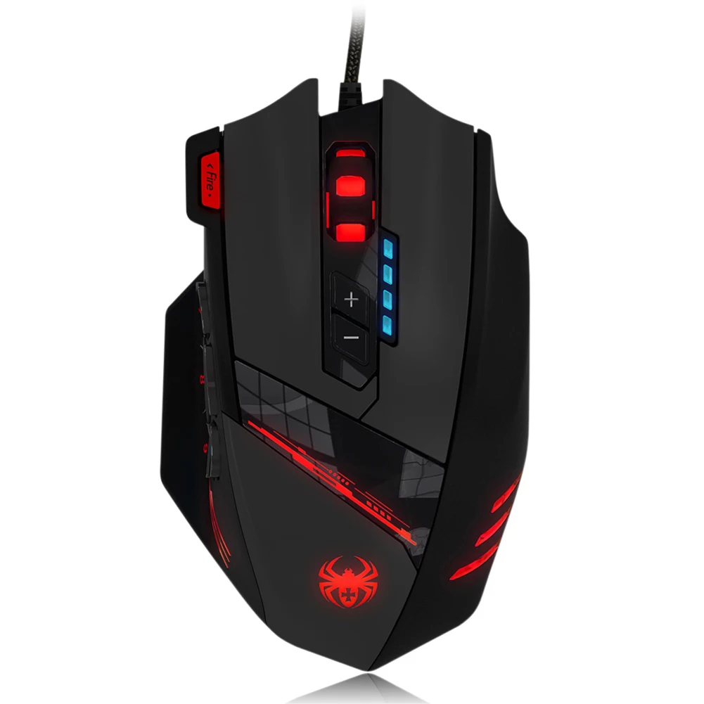 

ZELOTES C-12 12 Programmable Buttons Optical Gaming Mouse USB Wired 4 Gears 4000DPI Adjustable Colorful Backlight Mice 2021 New