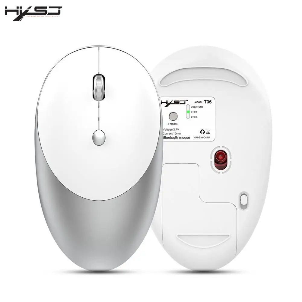 

HXSJ T36 Wireless Mouse Three Modes Bluetooth Ergonomics Optical Mute Mouse for Laptop PC Office Accessories