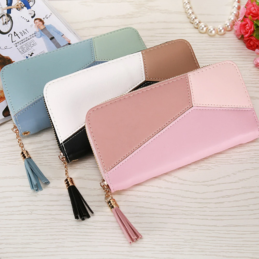 

Fashion Women Wallet PU Leather Long Purses Tassel Design Clutch Wallet Female Card Holder