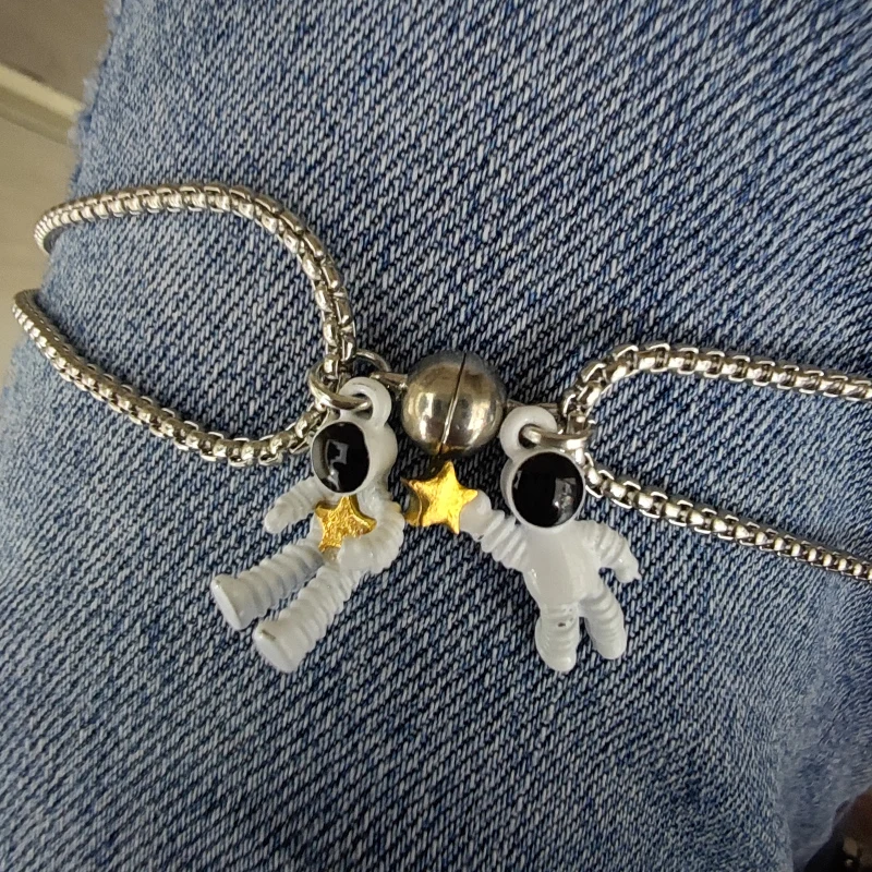 

Cartoon Star Space Astronaut Magnetic Necklace Choker Couple Necklace Jewelry for Women Men Girl Boys Valentine's Day Gift