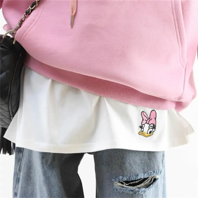 

100% cotton sweater bottom skirt with white hem in autumn and winter