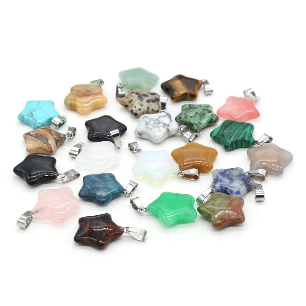 

Fashion New Natural Stone Pendant Pentagram Semi-precious Stone Pendant Used To Make DIY Jewelry Necklace Bracelet Size 20x20mm