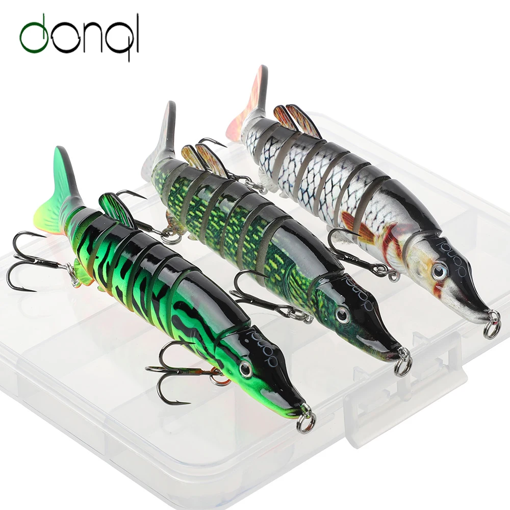 

DONQL 3Pcs Wobblers Fishing Lures Sinking Swifty 9 Segments Multi Jointed Swimbait Trolling Lures Saltwater Bass Hard Crankbait