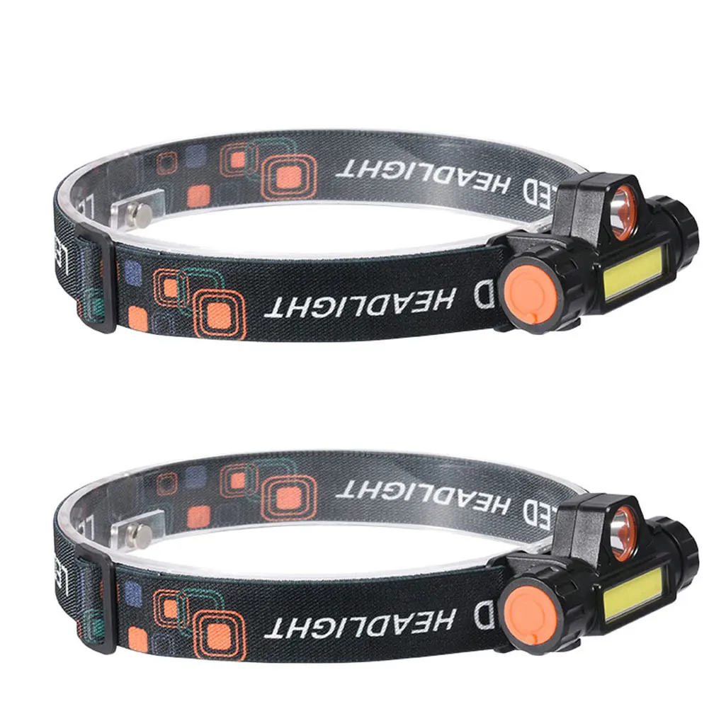 

Portable Mini XPE+COB LED Headlamp USB Rechargeable Camping Head Lamp Fishing Headlight Flashlight Torch LED Head Torch 2PCS