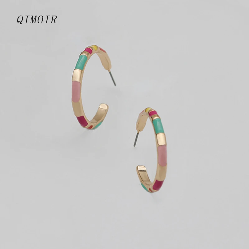 

Multi Colors Hoop Earrings For Women Bohemia New Styles Metal Gold Geometric Fashion Jewelry Zinc Alloy Trendy Accessories C1006