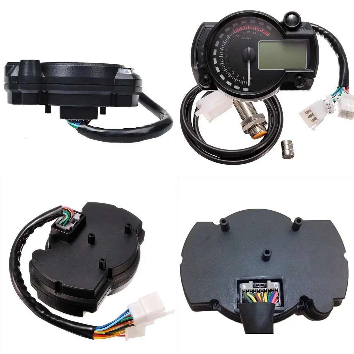 Tefanball Motorcycle Digital Light LCD Speedometer Odometer Tachometer W/ Speed Sensor 7 color display oil level meter Universal |
