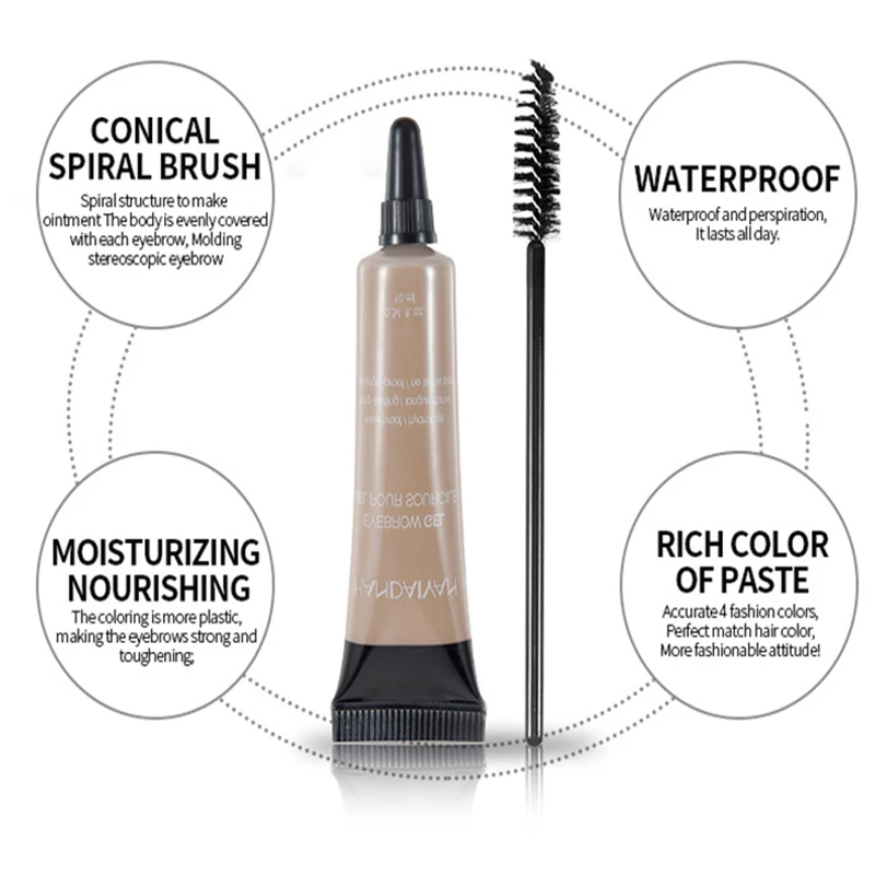 

HANDAIYAN Waterproof Eyebrow Cream Tattoo Pen Brush Kit Natural Non Discoloring cosmetic Black ang Brown