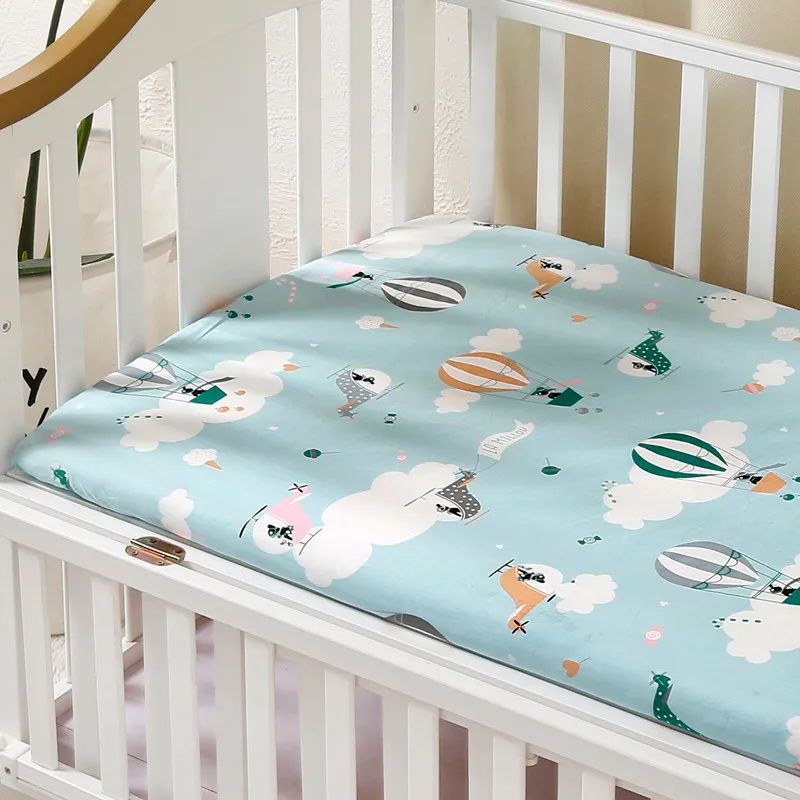 Детская кроватка оснащена лист 100% хлопок кровать для новорожденных Лен Набор