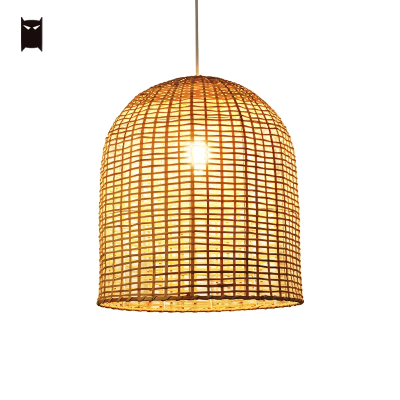 Бамбуковая плетеная ротанговая подвеска в виде корзины светильник украшение