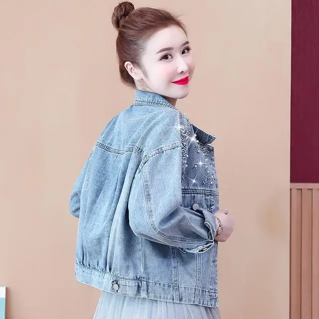 

Spring and Autumn Korean Style Casual All -Match Retro Long-Sleeved Denim Short Coat Women 's Loose Slimming Fashionable Jacket