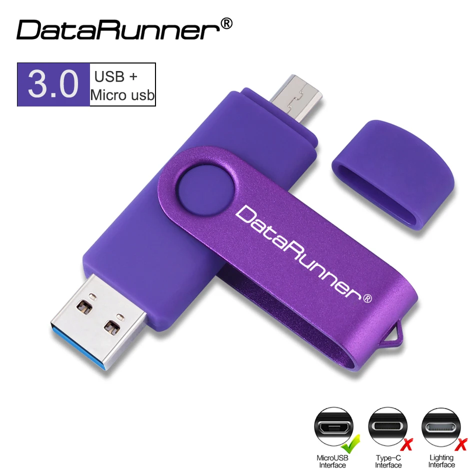 DataRunner USB 3 0 флеш накопитель 128 Гб OTG 32 64 256 ГБ накопители высокоскоростной для