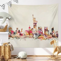 abstract colorful statue of liberty silhouette art decor wall hanging famous u s attractions bedroom background cloth decor