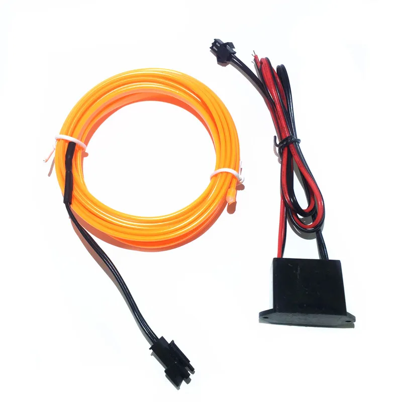 Лидер продаж привлекательных DC 12V 2 3mm юбка EL провода 5 м Orange односторонний