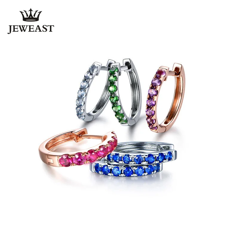 Серьги из чистого золота с натуральным Рубином/Сапфиром/аквамарином/Tsavorite 18