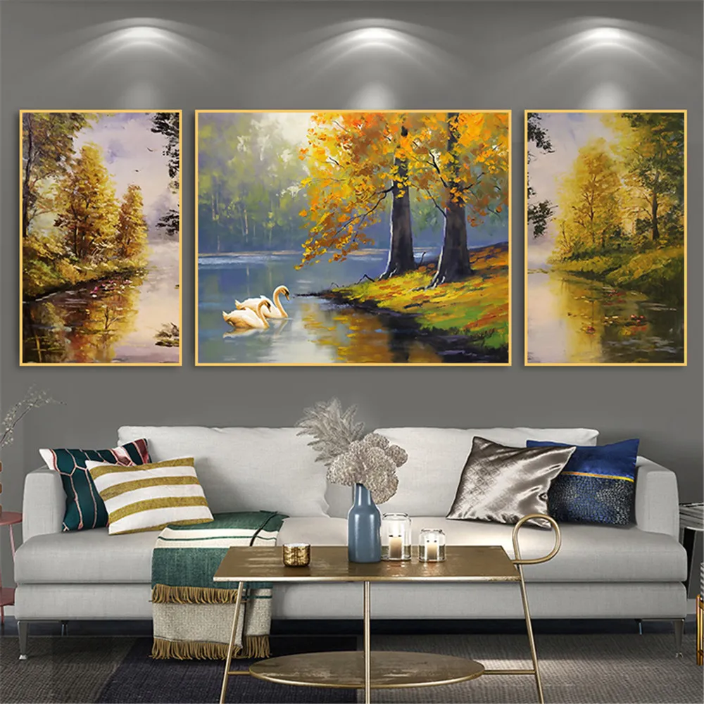 

Nordic Classical Oil Painting Landscapes Canvas Printing Decorative Arts Rural Landscape Picture for Living Room Home Decoration