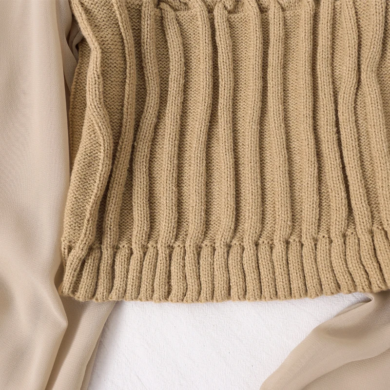 Женская облегающая блузка с воротником под горло трикотажная шифоновая рукавами