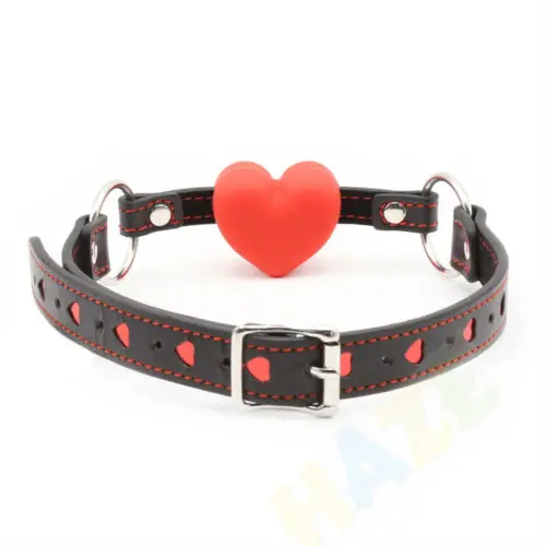 

Sexy Love Heart Leather Belt Silicone Open Mouth Gag Bondage Restraints Fetish