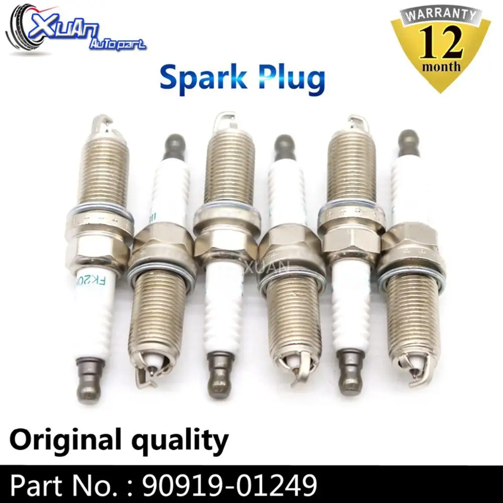 XUAN 6 шт./лот двойная иридиевая Свеча зажигания 90919 01249 для TOYOTA TACOMA MARK CROWN AURION LEXUS GS IS F