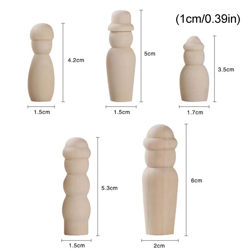 

10pcs/set Schima Superba Burlywood Wooden Dolls Children DIY Painted Carved Toy Wood Crafts Home Decoration Ornaments