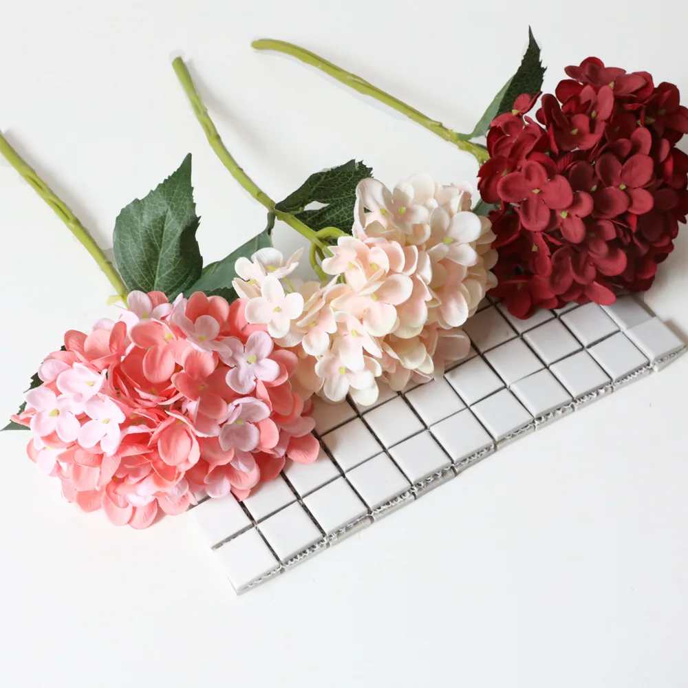 

Hydrangea artificial Flower Branch Pink silk flowers for home decoration Wedding bouquet party accessories Fake flower 6pc