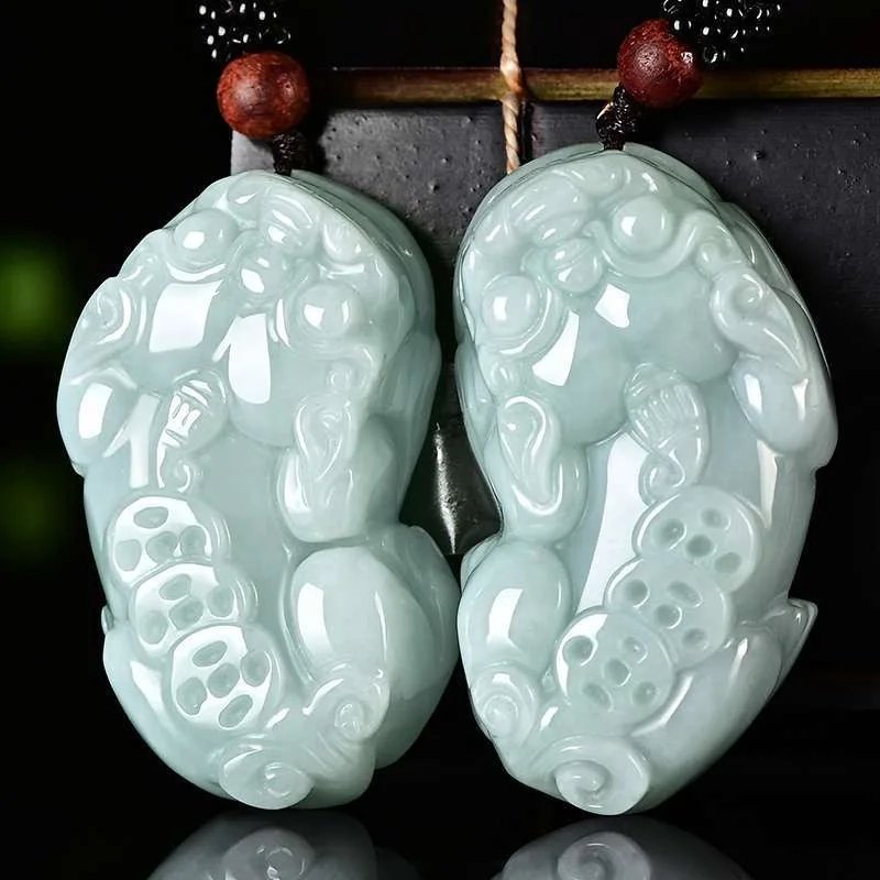 

Certificate Natural Emerald Dragon Pixiu Jade Pendant Beads Necklace Charm Jewellery Fashion Hand-Carved Man Woman Luck Amulet