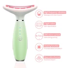 Массажер для лица и шеи, 3 цвета СВЕТОДИОДНЫЙ LED, фототерапия, нагревание, удаление морщин, уменьшение двойного подбородка, лифтинг кожи, профилактика провисания