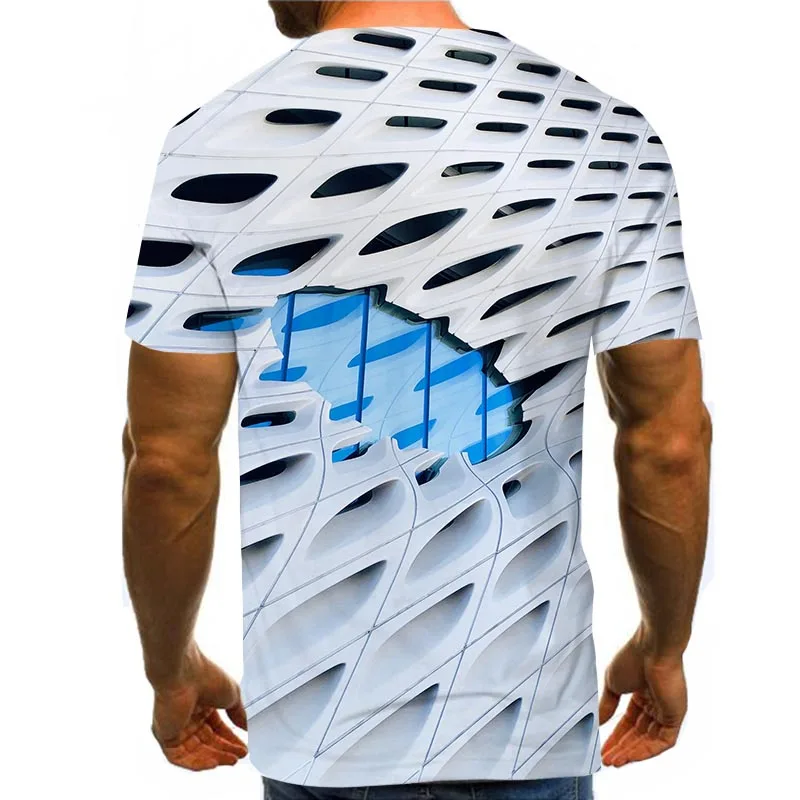 

Men Graphic T Shirts Round Neck 3D Print Short Sleeve Daily Tops White Tees