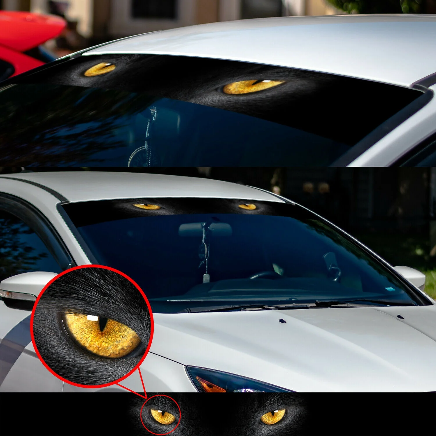 

Солнцезащитная полоса для лобового стекла автомобиля, Виниловая наклейка-баннер с черными кошачьими пантерами, глазами, 60 дюймов