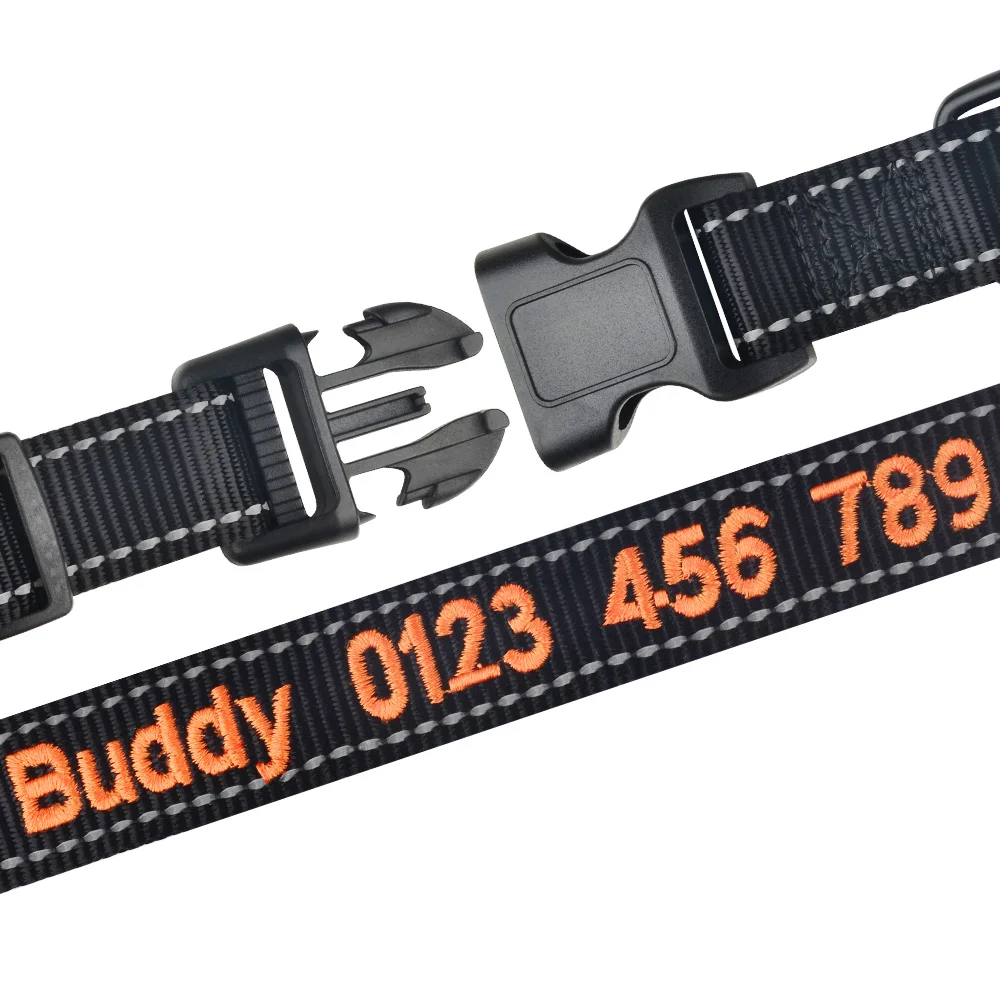 Вышитый ошейник для собак персонализированный светоотражающий регулируемый