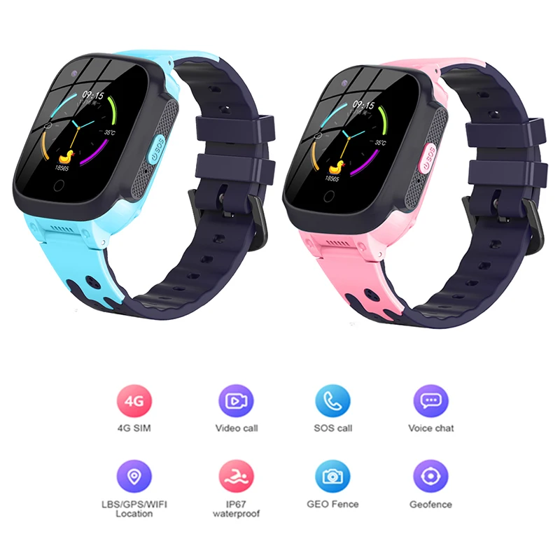 

Waterproof GPS LBS WIFI Tracker Thermometer Mobile Watch Voice Chat 4G Camera Video Call Kids Smart Watch