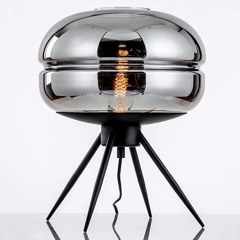 

Simple Nordic Style Creative Cool Lamp Bedroom Bedside Plating Glass Lamp Art Decorative Lighting