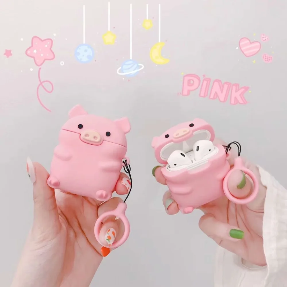 Для Apple AirPods Piggy Butt чехол 3D милый мультфильм о розовой свинье арбуз беспроводные наушники крышка для Airpods 2 Earpods аксессуары
