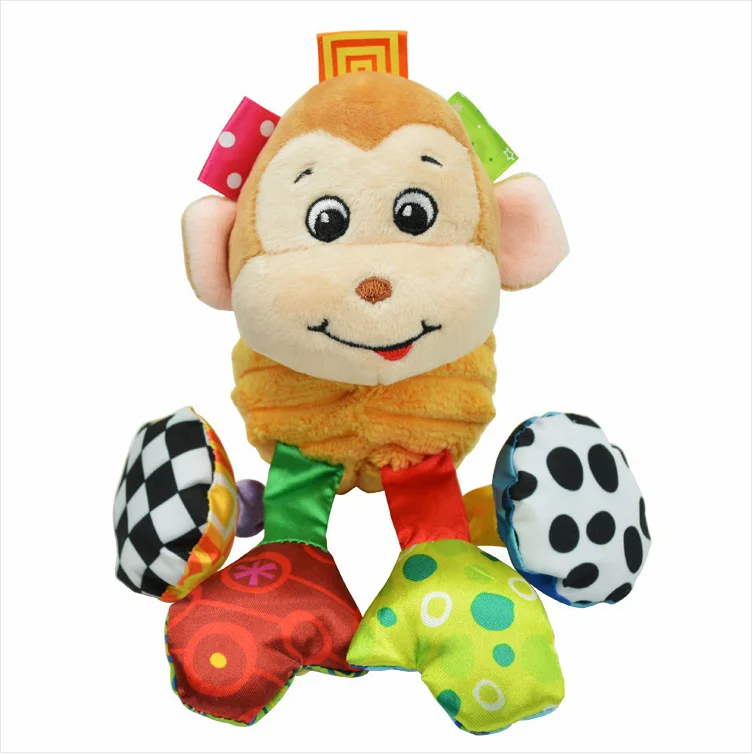 Monkey Sozzy детская погремушка, кольцо, колокольчик, детская игрушка, мягкий плюшевый слон, кровать для кроватки, подвесное животное, прорезыватель, животное, Младенческая ранняя развивающая кукла - Color: Monkey