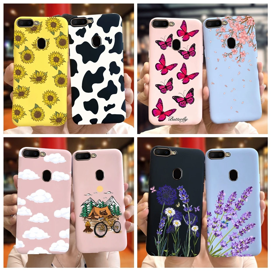 Для OPPO A5S чехол для телефона Oppo A12 задняя крышка Силиконовая Бабочка цветок ТПУ s A