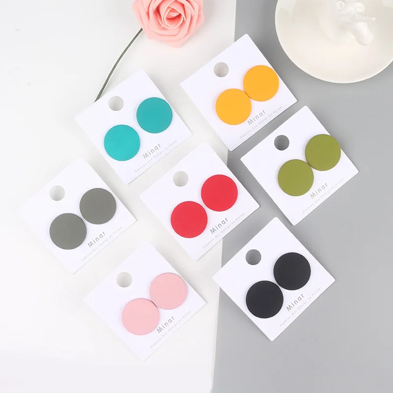 35 мм Диаметр милые большие цветные круглые серьги-гвоздики для женщин модные