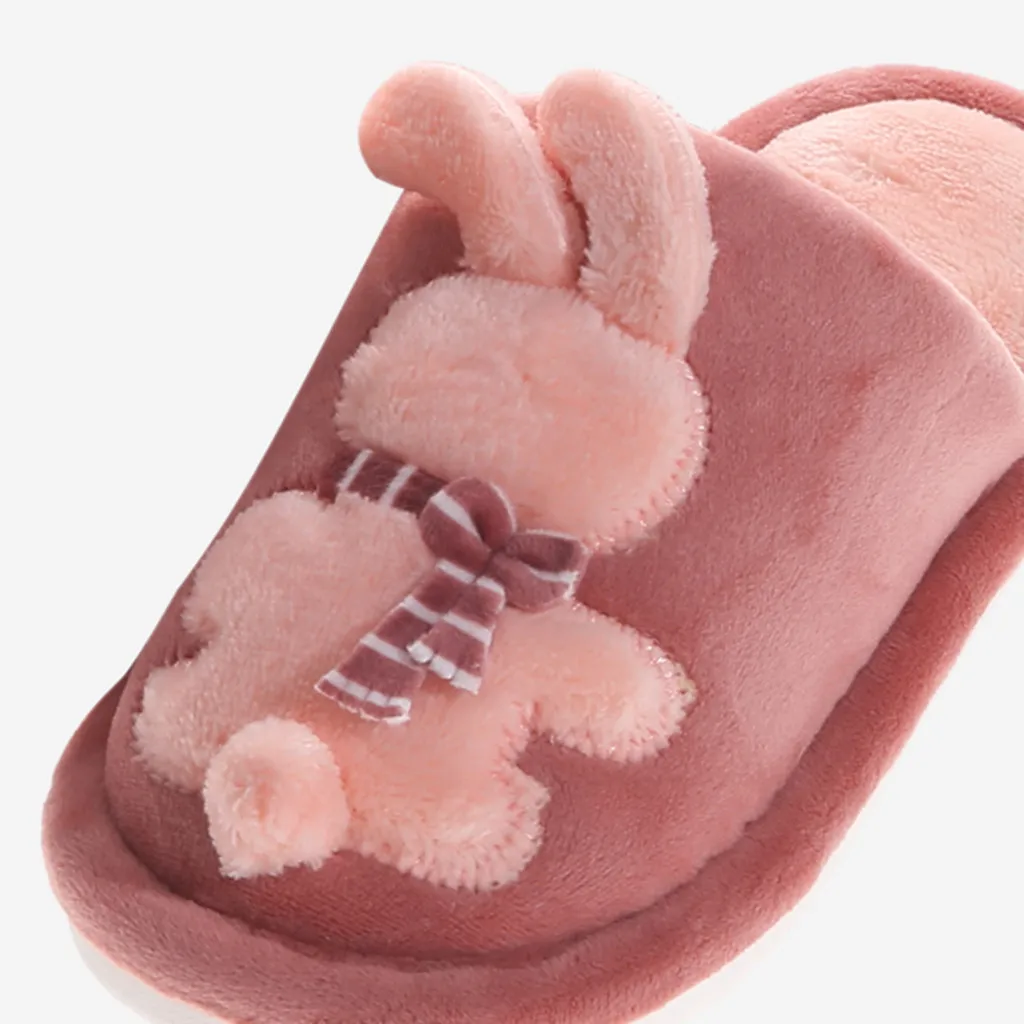 Children Home Slippers Plus Velvet Toddler Infant Kids Cute Cartoon Rabbit Warm Non-slip Floor Soft Cotton Shoe 70 |