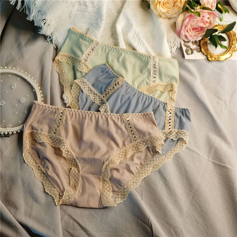 

3 шт./Лот, кружевное сексуальное женское нижнее белье, трусики, однотонные трусики со средней талией, дышащее нижнее белье, трусы, комфортные ...