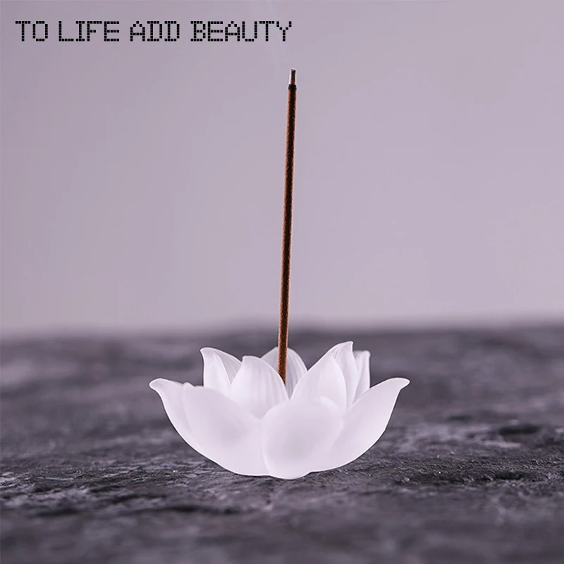 

Creative Zen Aromatherapy Censer Glass Lotus Incense Stick Holder Handmade Colored Crystal Incense Burner Buddha Home Decoration