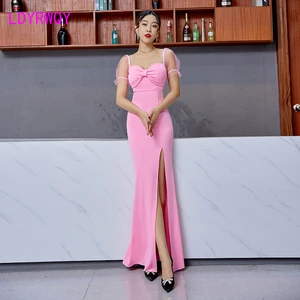 2022 Nightclub Womens Sexy Low-Cut Short Sleeve Sling Dress Solid Color Technician