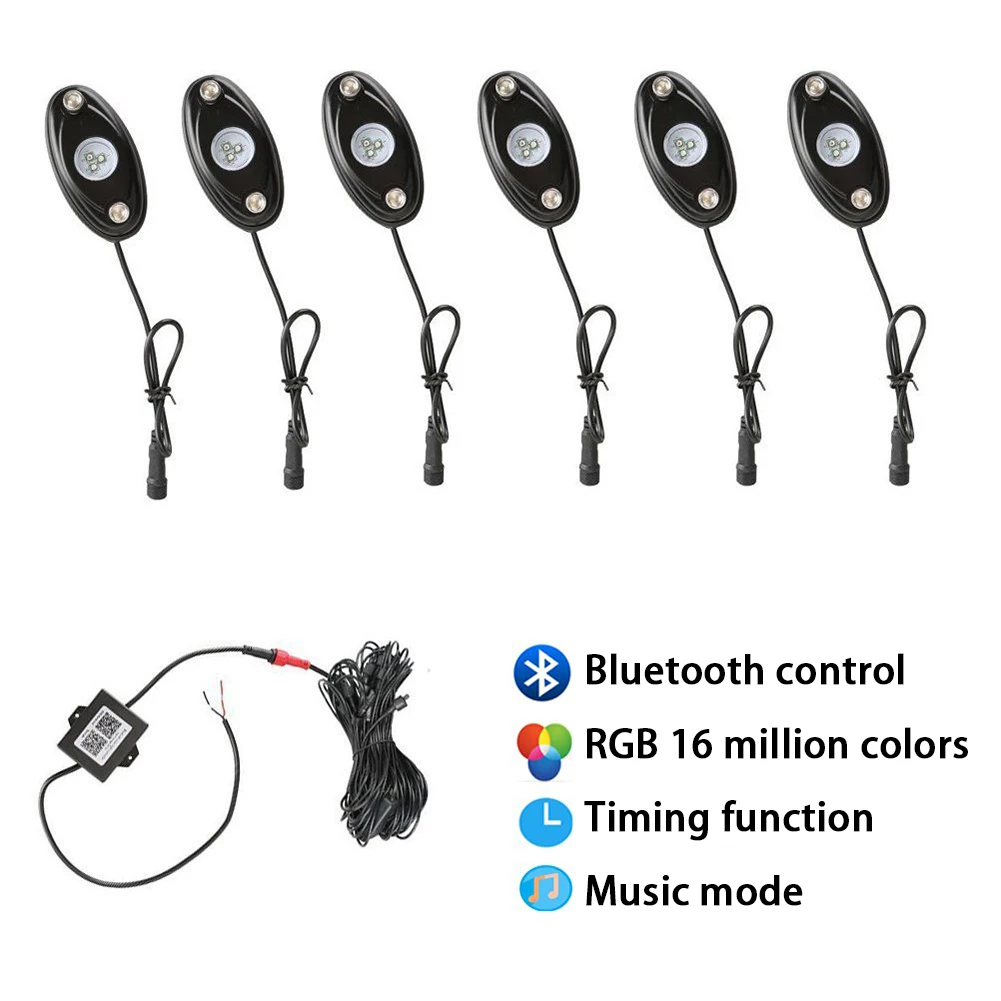 4 Pod RGB светодиодные рок светильник s Bluetooth App Управление украшение автомобиля