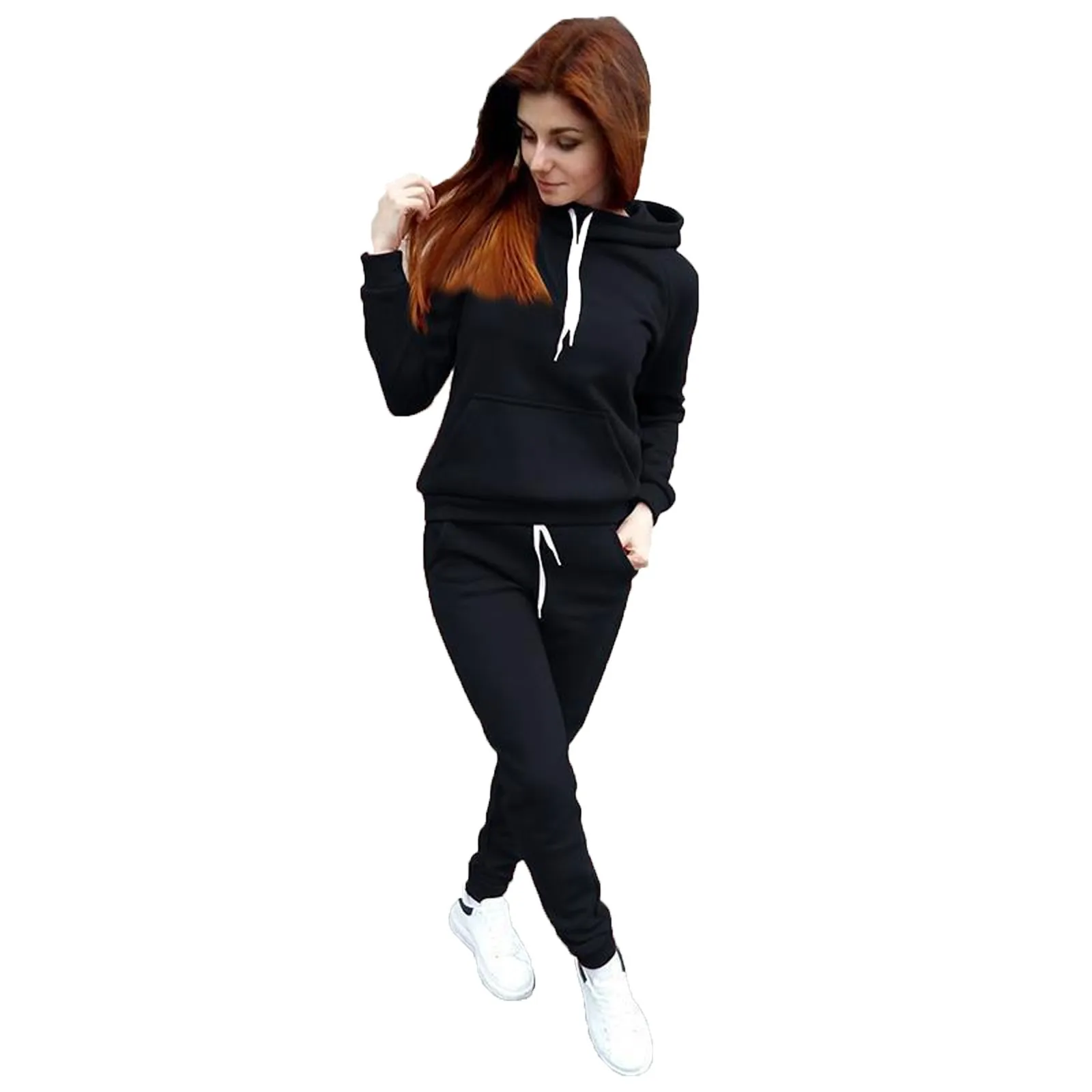 Women Blacklessolid Color Sets Zipper Wear Lounge Wear Suit Sport Set Tops+pants Las Mujeres Sweetshirts Спортивный Костюм Женск
