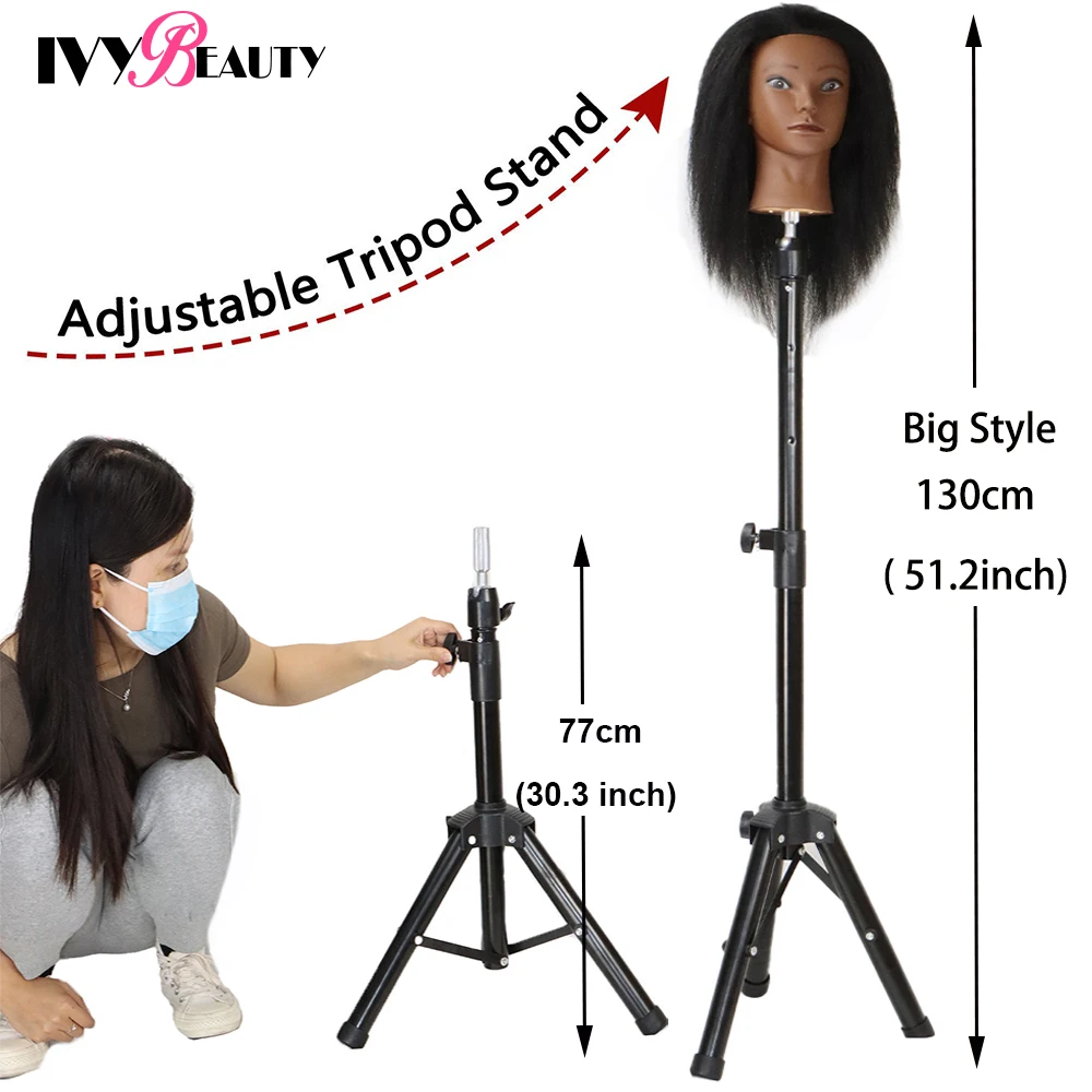 durable wig stand tripod mannequin training head stand hold for wigs making adjustable wigs head stand tripod for canvas head free global shipping