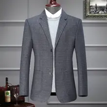 Blazer de tela para hombre, traje Retro de alta calidad, estilo de negocios, ajustado, cómodo, oscuro (4)
