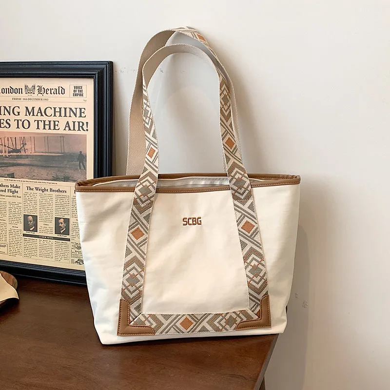 

YANXI 2021 New Canvas Totes Bags Women Casual Wild Ladies Handbags Solid Color Shoulder Women Bag Simple Female Messenger Bags