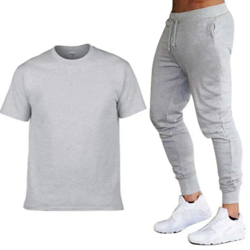 

2021 Summer Fashion Leisure brand Men's Set Tracksuit Sportswear Track Suits Male Sweatsuit Short Sleeves T shirt 2 piece set