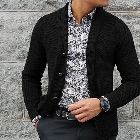 Черный Ropa De Hombre осень зима мужская верхняя одежда модный кардиган мужской свитер пальто - Цвет: Черный