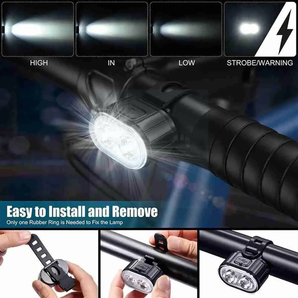 

Bicycle Tail Light 4 Modes 350mah Mtb Road Bicycle 6 Headlight Flashlight Taillight Modes Cycling Warning 230mah Safety D8C2